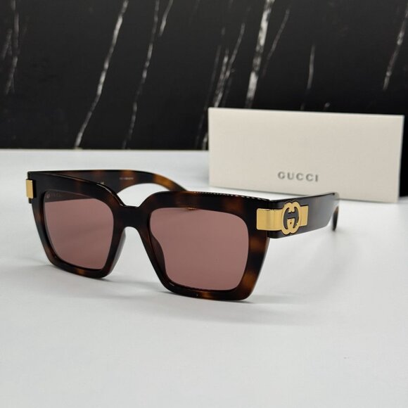 NEW GG1689S 002 GUCCI SUNGLASSES HAVANA WOMEN EYEWEAR GUCCI - Picture 1 of 16